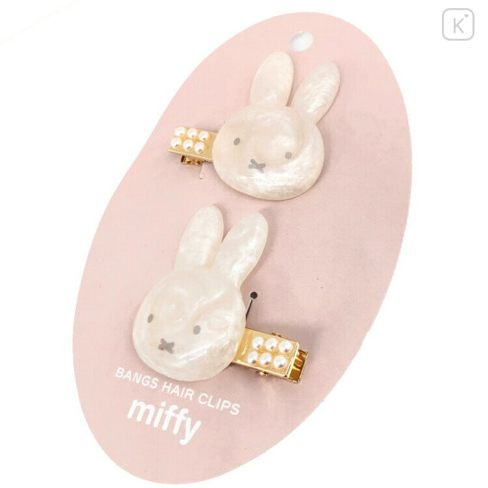 Japan Miffy Bangs Clip Set - Miffy : Gold Pearl Tweed - 3