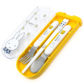 Japan Miffy Bento Lunch Cutlery Set Spoon Fork Chopstick - Miffy : Flower Blue Dress Yellow White - 2