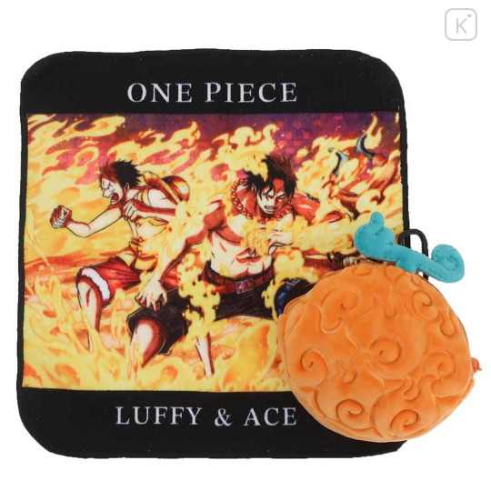 Japan One Piece Mini Towel Handkerchief & Pouch Set - Ace Devil Fruit : Mera Mera no Mi - 1