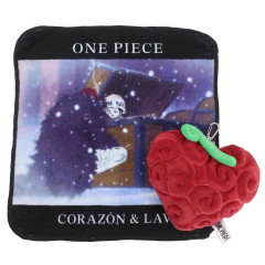 Japan One Piece Mini Towel Handkerchief & Pass Case with Reel Set - Law Devil Fruit : Ope Ope no Mi