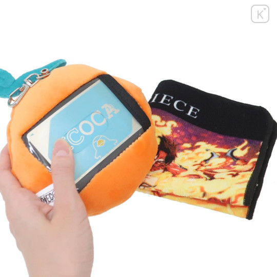 Japan One Piece Mini Towel Handkerchief & Pass Case with Reel Set - Ace Devil Fruit : Mera Mera no Mi - 3