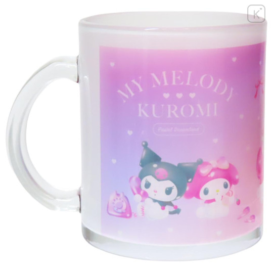 Japan Sanrio Glass Mug - Kuromi & My Melody : Pastel Dreamland - 1
