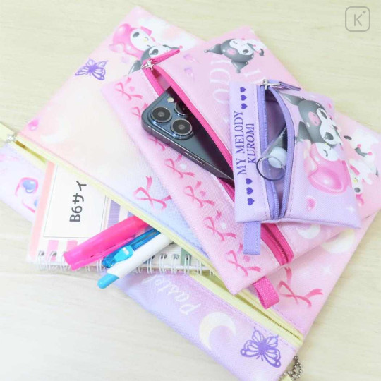 Japan Sanrio Flat Pouch Set - Kuromi & My Melody : Pastel Dreamland - 3