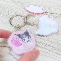 Japan Sanrio Acrylic Keychain 3 Charm - Kuromi & My Melody : Pastel Dreamland Kiss - 2