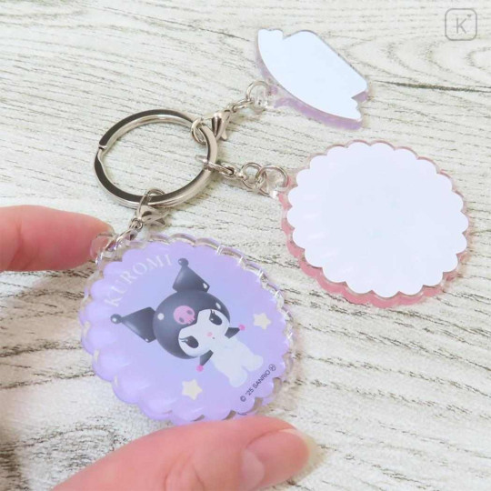 Japan Sanrio Acrylic Keychain 3 Charm - Kuromi & My Melody : Pastel Dreamland - 2