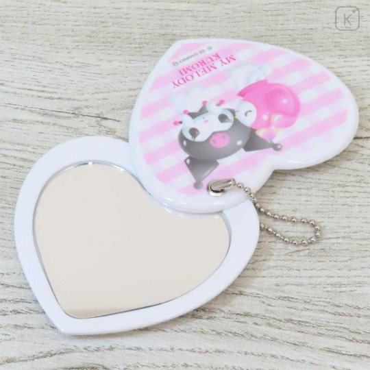 Japan Sanrio Slide Mirror - Kuromi & My Melody : Pastel Dreamland Kiss Heart Shaped - 2