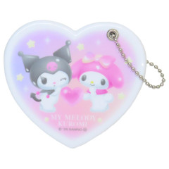 Japan Sanrio Slide Mirror - Kuromi & My Melody : Pastel Dreamland Heart Shaped