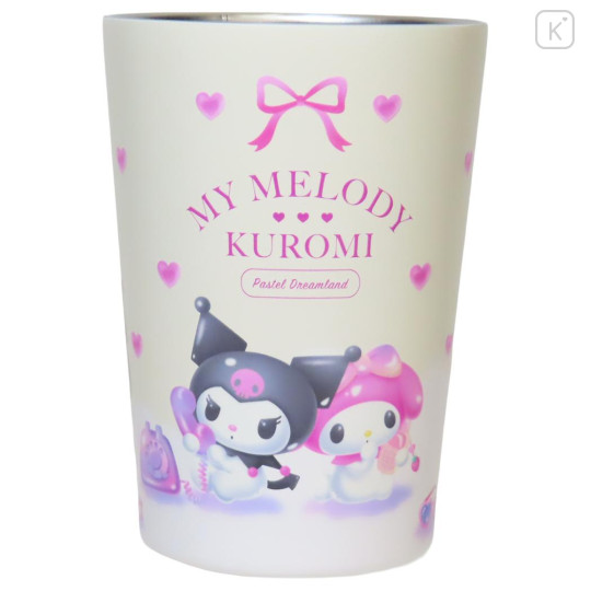 Japan Sanrio Insulated Stainless Steel Tumbler Cup - Kuromi & My Melody : Pastel Dreamland - 1