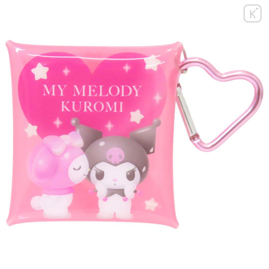 Japan Sanrio Clear Multi Case (SS) - Kuromi & My Melody : Pastel Dreamland Kiss Heart Carabiner - 1