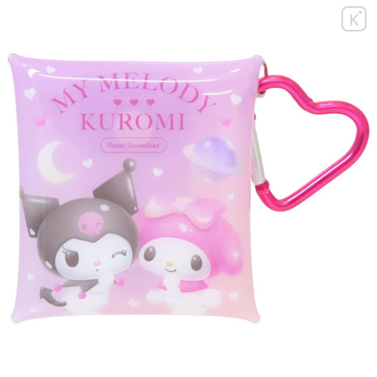 Japan Sanrio Clear Multi Case (SS) - Kuromi & My Melody : Pastel Dreamland Heart Carabiner - 1