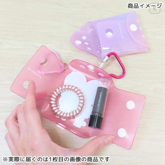 Japan Sanrio Clear Multi Case (SS) - Kuromi & My Melody : Pastel Dreamland Heart Carabiner - 3