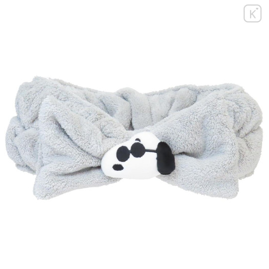 Japan Peanuts Hair Band with Ribbon - Snoopy : Joe Cool Mascot Grey - 1