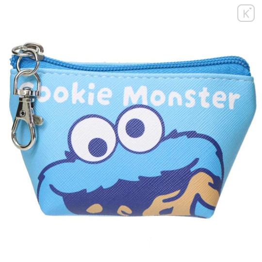 Japan Sesame Street Triangular Mini Pouch - Cookie Monster : Happy - 1