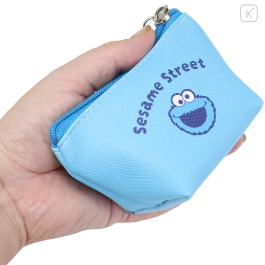 Japan Sesame Street Triangular Mini Pouch - Cookie Monster : Happy - 2
