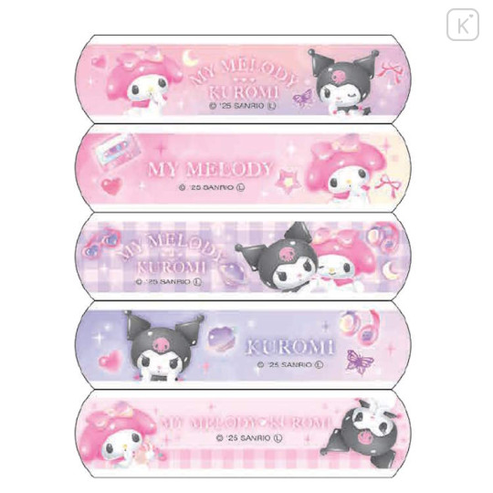 Japan Sanrio Boxed Adhesive Bandage - Kuromi & My Melody : Pastel Dreamland Pink - 2