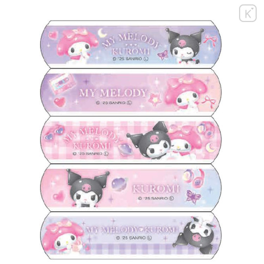 Japan Sanrio Boxed Adhesive Bandage - Kuromi & My Melody : Pastel Dreamland Purple - 2