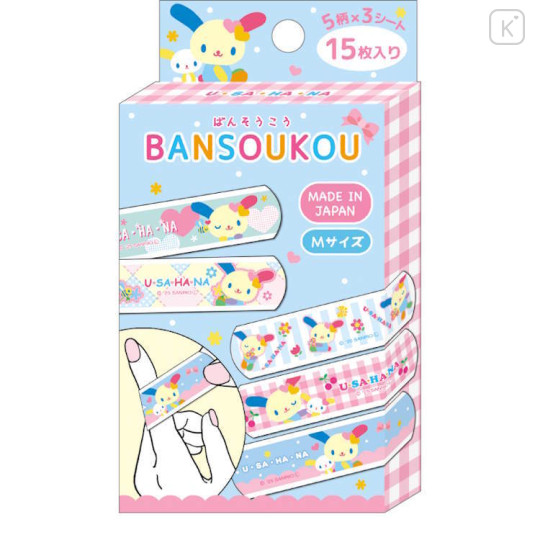 Japan Sanrio Boxed Adhesive Bandage - Usahana : Blue Pink Gingham - 1