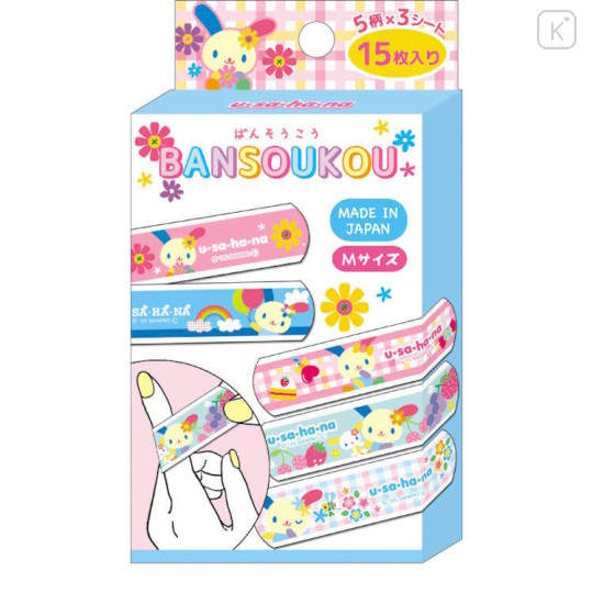 Japan Sanrio Boxed Adhesive Bandage - Usahana : Blue Pink - 1