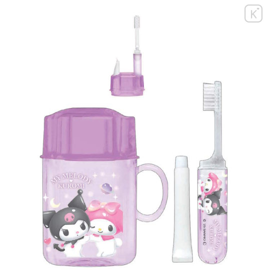 Japan Sanrio Toothbrush Set - Kuromi & My Melody : Pastel Dreamland Purple - 2
