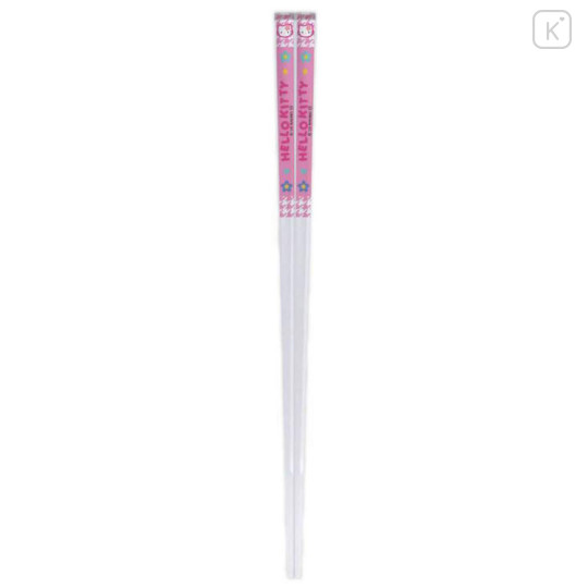 Japan Sanrio Clear Chopsticks 21cm - Hello Kitty : Y2k Houndstooth Pink - 1