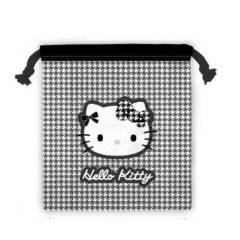 Japan Sanrio Drawstring Bag - Hello Kitty : Houndstooth Black
