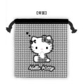 Japan Sanrio Drawstring Bag - Hello Kitty : Houndstooth Black - 2