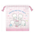 Japan Sanrio Drawstring Bag - Nyaninyunyenyon Gingham Pink - 1