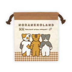 Japan Sanrio Drawstring Bag - Noranekoland Gingham Brown