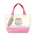 Japan Sanrio Mini Tote Bag with Dangling Tail - Nyaninyunyenyon : Pink White - 1