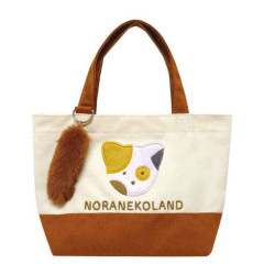 Japan Sanrio Mini Tote Bag with Dangling Tail - Noranekoland : Brown