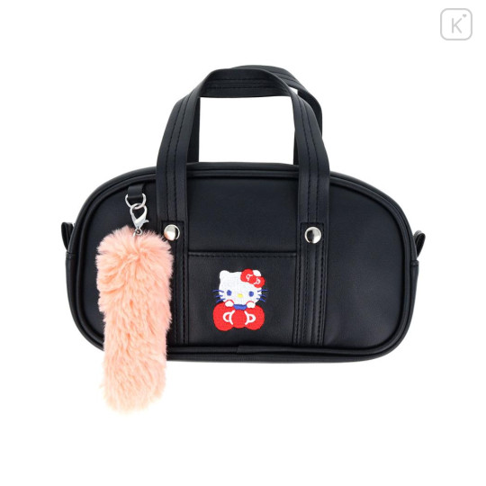 Japan Sanrio Cosmetic Pouch - Hello Kitty : School Bag Style With Dangling Tail - 1