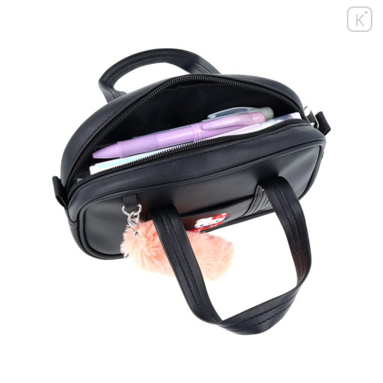 Japan Sanrio Cosmetic Pouch - Hello Kitty : School Bag Style With Dangling Tail - 3