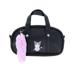 Japan Sanrio Cosmetic Pouch - Kuromi : School Bag Style With Dangling Tail