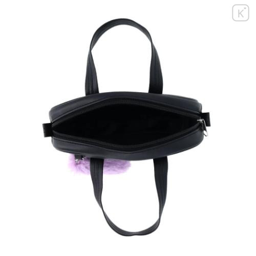 Japan Sanrio Cosmetic Pouch - Kuromi : School Bag Style With Dangling Tail - 4