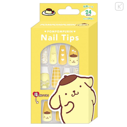 Japan Sanrio Nail Tips - Pompompurin : Yellow Glitter - 1