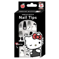 Japan Sanrio Nail Tips - Hello Kitty : Black White Glitter - 1