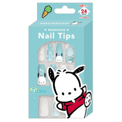 Japan Sanrio Nail Tips - Pochacco : Turquoise Glitter
