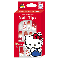 Japan Sanrio Nail Tips - Hello Kitty : Red White Glitter