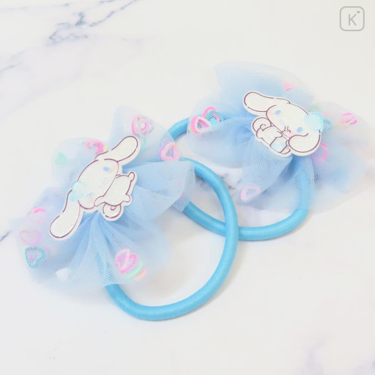 Japan Sanrio Mascot Hair Tie Set - Cinnamoroll : Ruffle Lace Frill Glitter - 2