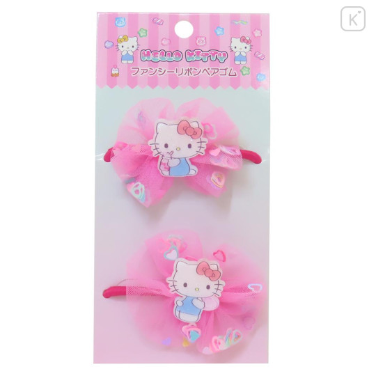 Japan Sanrio Mascot Hair Tie Set - Hello Kitty : Ruffle Lace Frill Glitter - 1