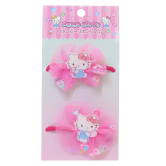 Japan Sanrio Mascot Hair Tie Set - Hello Kitty : Ruffle Lace Frill Glitter