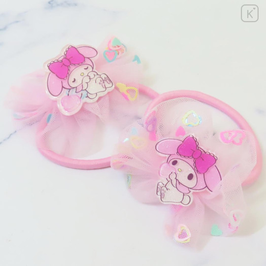Japan Sanrio Mascot Hair Tie Set - My Melody : Ruffle Lace Frill Glitter - 2