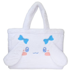 Japan Sanrio Fluffy Fur Tote Bag - Cinnamoroll : Heart Eyes Ribbon