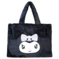Japan Sanrio Fluffy Fur Tote Bag - Kuromi : Heart Eyes Ribbon - 1