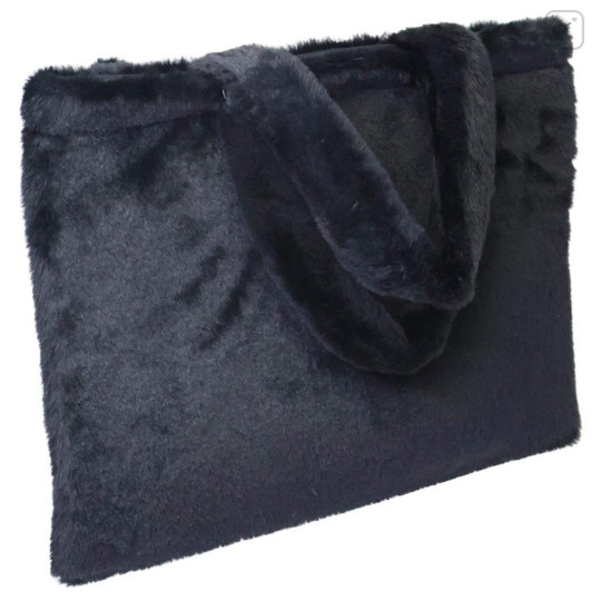 Japan Sanrio Fluffy Fur Tote Bag - Kuromi : Heart Eyes Ribbon - 2