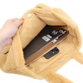 Japan Sanrio Fluffy Fur Tote Bag - Hello Kitty : Heart Eyes Ribbon Tan Leopard - 3