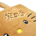 Japan Sanrio Fluffy Fur Tote Bag - Hello Kitty : Heart Eyes Ribbon Tan Leopard - 4