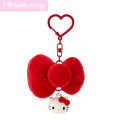 Japan Sanrio Original Swaying Ribbon Charm Keychain - Hello Kitty : I Love Hello Kitty Face - 1