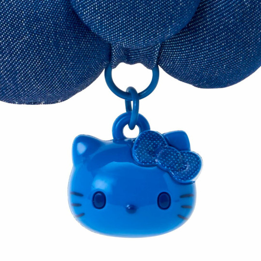 Japan Sanrio Original Swaying Ribbon Charm Keychain - Hello Kitty : I Love Hello Kitty Face Blue - 2