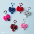 Japan Sanrio Original Swaying Ribbon Charm Keychain - Hello Kitty : I Love Hello Kitty Face Blue - 4